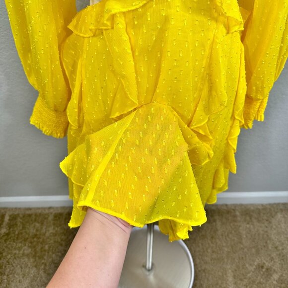 Alice + Olivia Mitzi Combo Cutout Godet Mini Dress Sunbeam - Picture 10 of 12